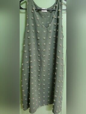 Women's Olive Green Pom-Pom Midi Dress